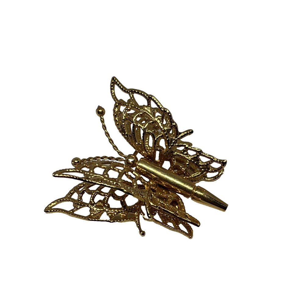 Vintage Unmarked Gold Tone Butterfly Brooch Pin